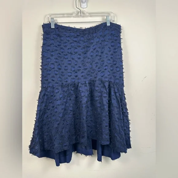 NWT Maeve Miranda Midi Skirt Womens Textured Navy Pull On Ladies XL Anthro - Picture 3 of 10